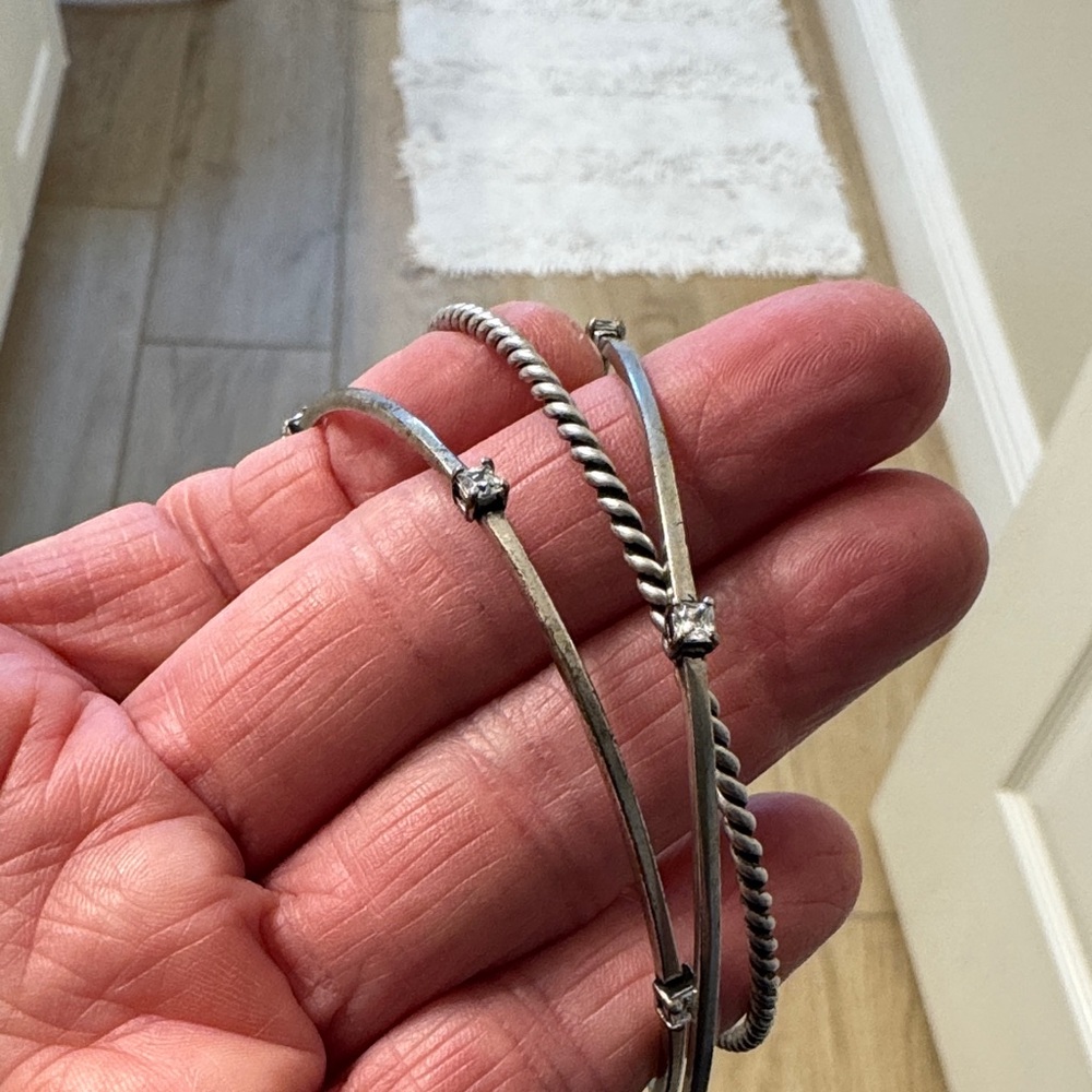 Silver Multi-Style Stackable Bangle Sets - Picture 5 of 10